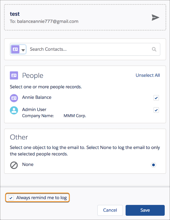 Get Reminders to Log Emails from Gmail to Salesforce